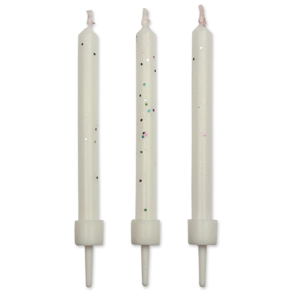 PME White Glitter Candles 10pcs