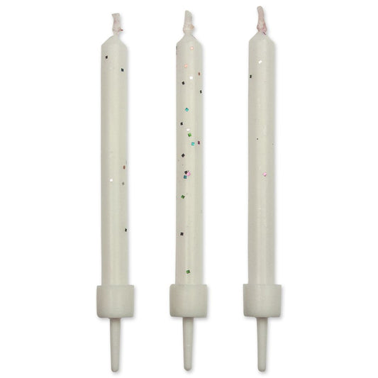 PME White Glitter Candles 10pcs