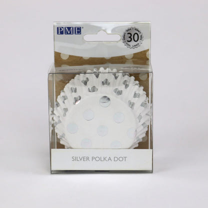 PME Cupcake Cases - Polka Dot - Silver Foil